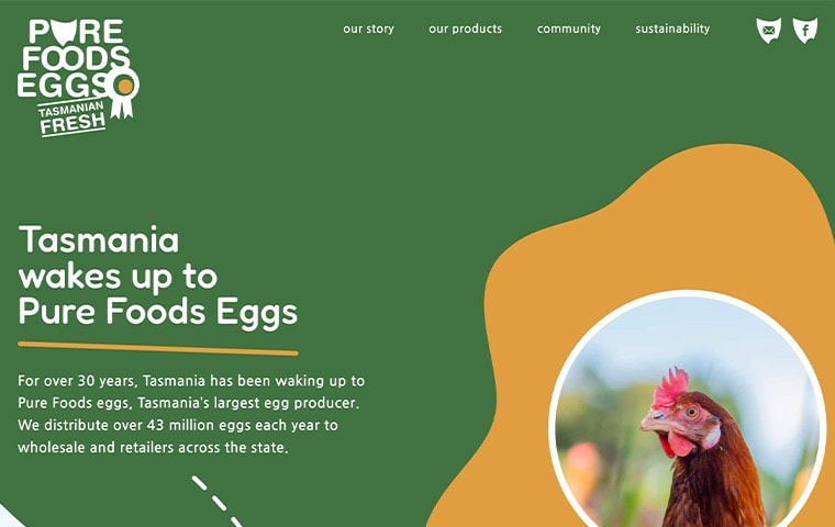 Pure Foods Eggs Website Homepage