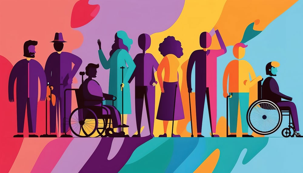 Colorful banner for disability inclusion and visibility.